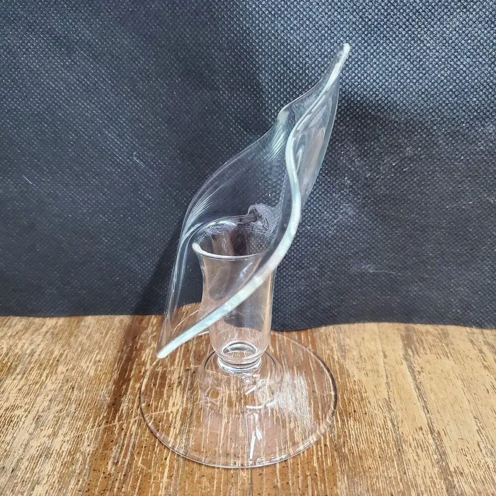 Vintage Clear Glass Jack In The Pulpit Taper Candle Holders Pair Calla Lily